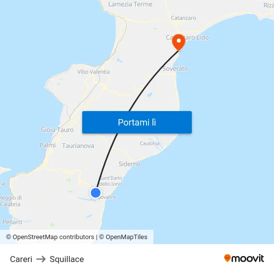 Careri to Squillace map