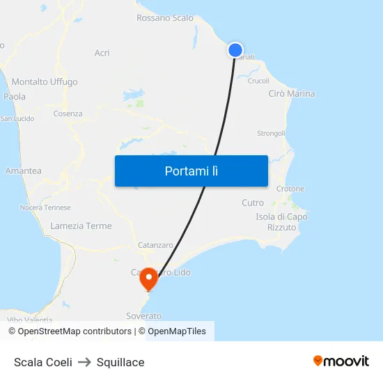 Scala Coeli to Squillace map