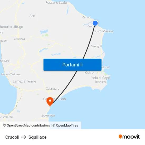 Crucoli to Squillace map