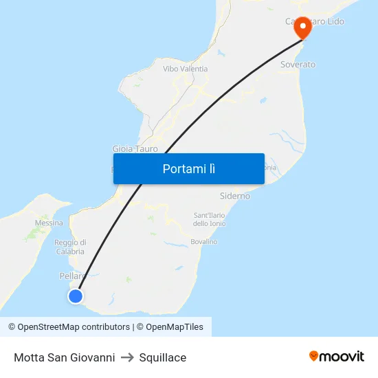 Motta San Giovanni to Squillace map