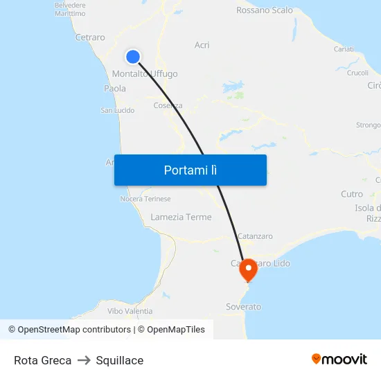 Rota Greca to Squillace map