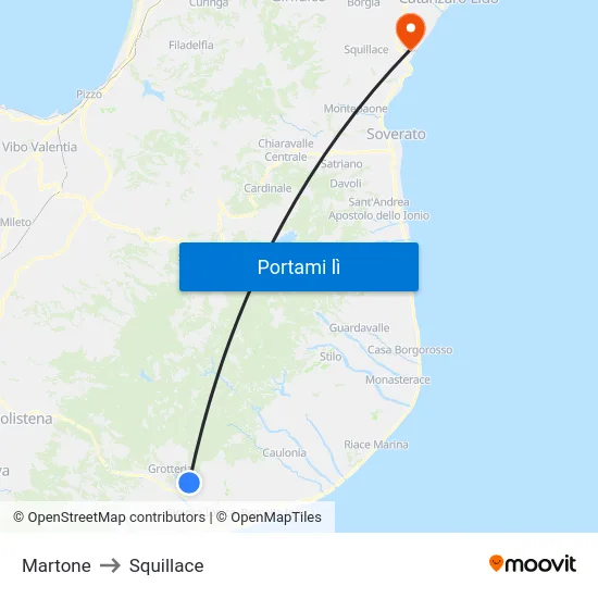 Martone to Squillace map