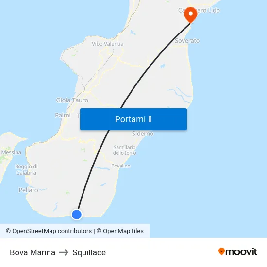 Bova Marina to Squillace map