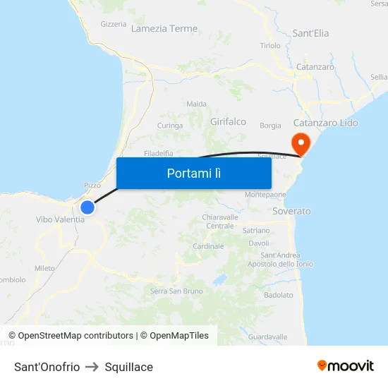 Sant'Onofrio to Squillace map