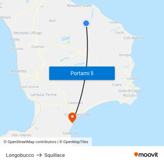 Longobucco to Squillace map