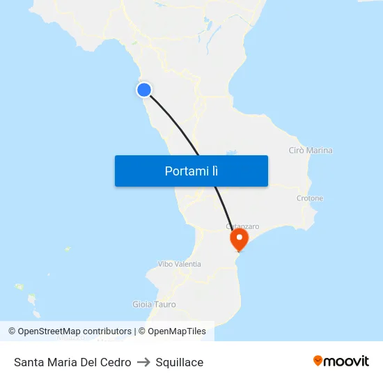 Santa Maria Del Cedro to Squillace map