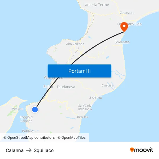 Calanna to Squillace map