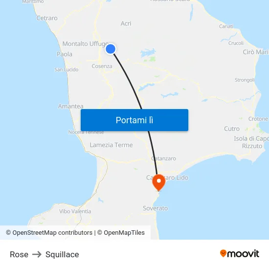 Rose to Squillace map