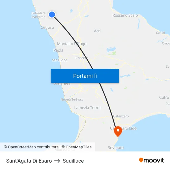 Sant'Agata Di Esaro to Squillace map