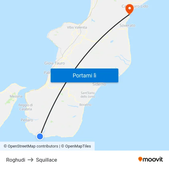 Roghudi to Squillace map