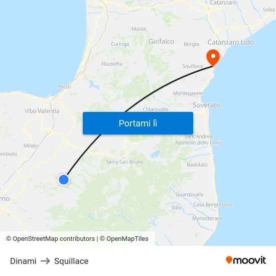 Dinami to Squillace map