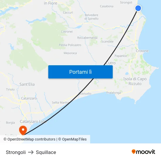 Strongoli to Squillace map