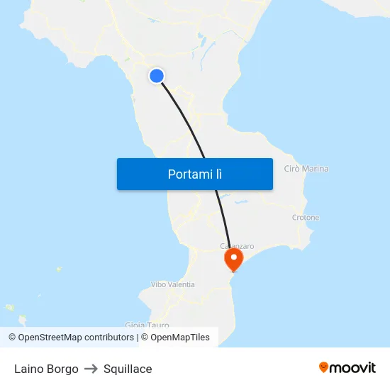 Laino Borgo to Squillace map