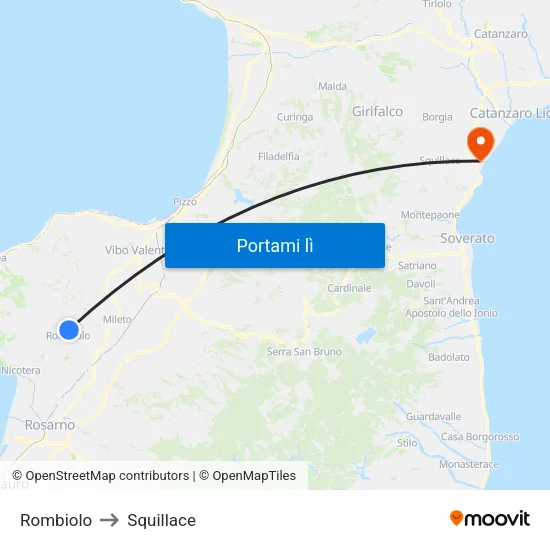 Rombiolo to Squillace map