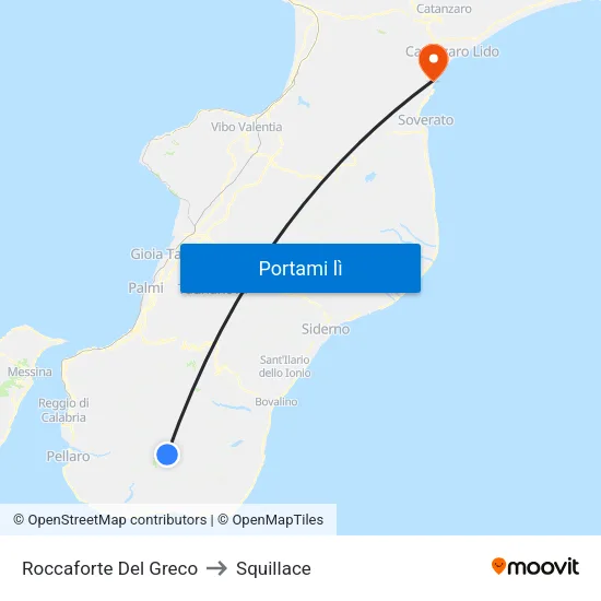 Roccaforte Del Greco to Squillace map