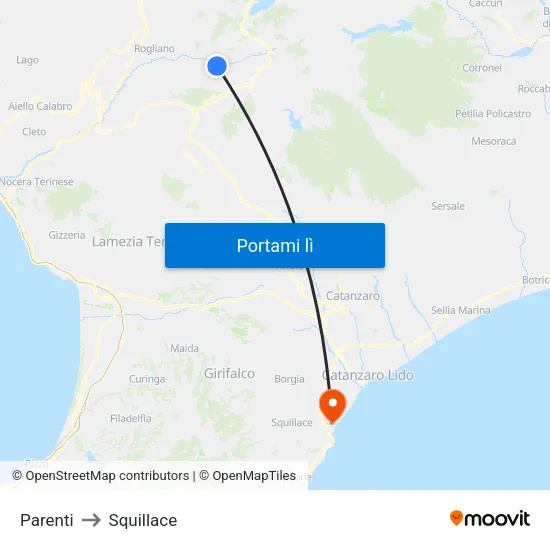 Parenti to Squillace map