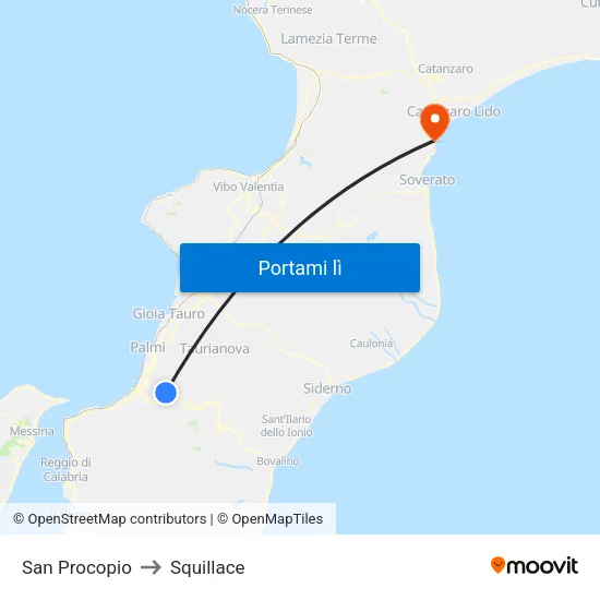 San Procopio to Squillace map
