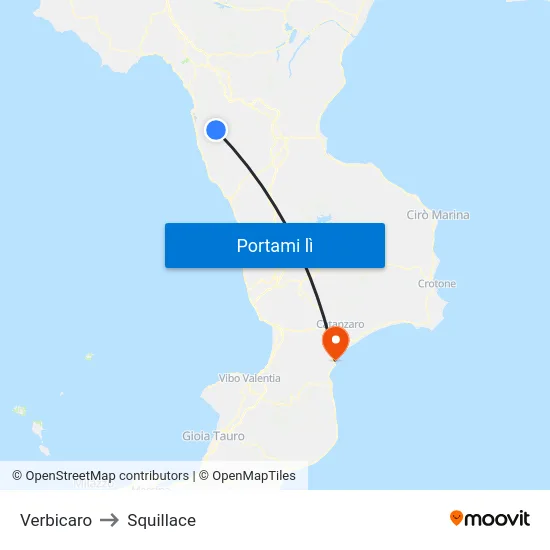 Verbicaro to Squillace map