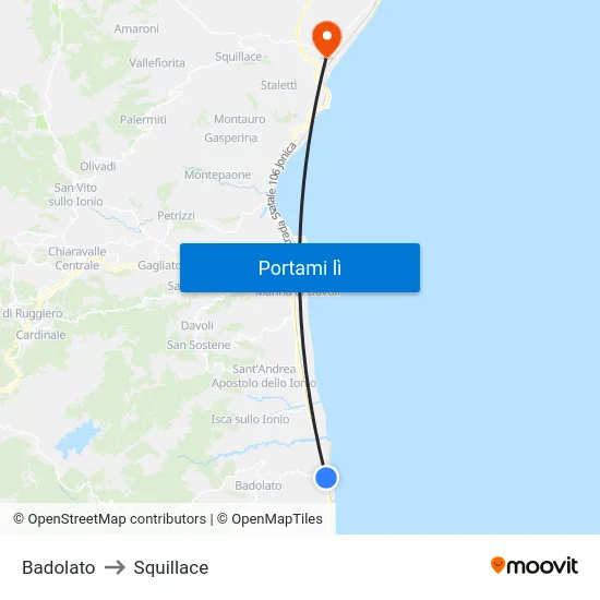 Badolato to Squillace map