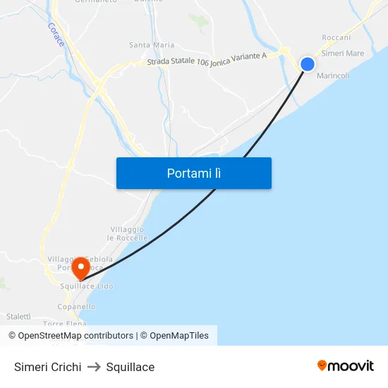 Simeri Crichi to Squillace map
