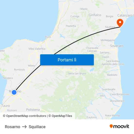 Rosarno to Squillace map