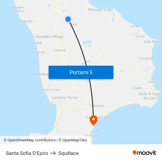 Santa Sofia D'Epiro to Squillace map