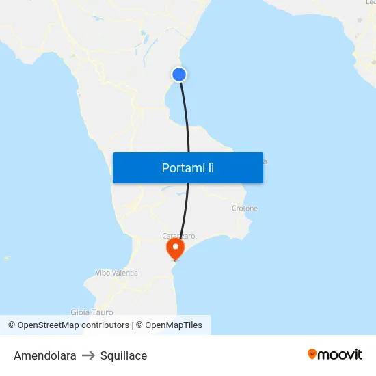 Amendolara to Squillace map