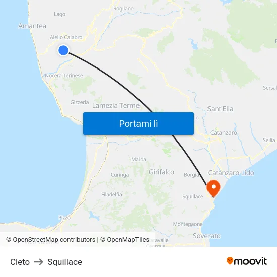 Cleto to Squillace map