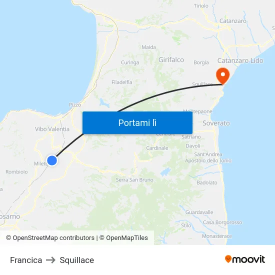 Francica to Squillace map