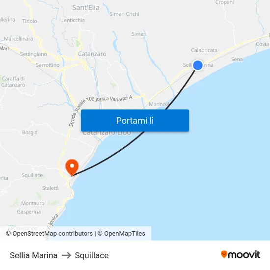 Sellia Marina to Squillace map