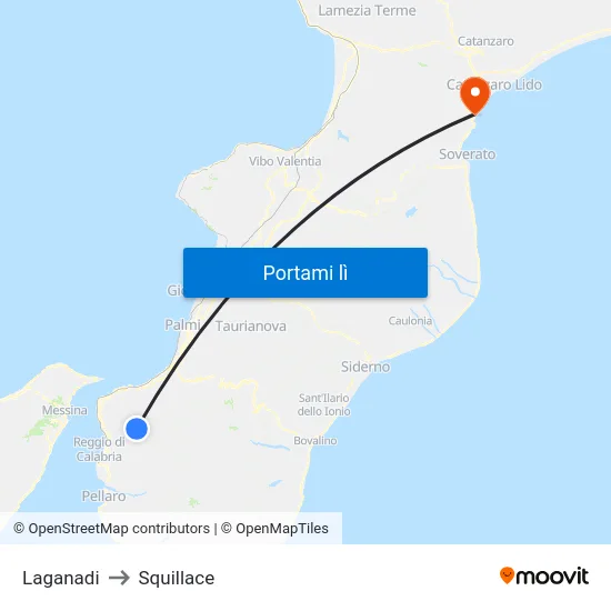 Laganadi to Squillace map