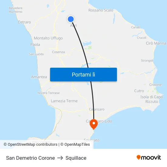 San Demetrio Corone to Squillace map