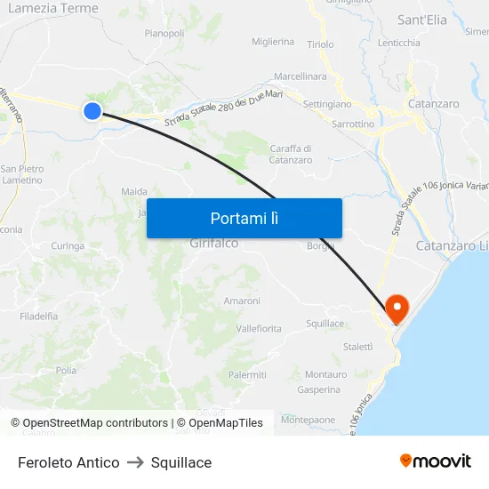 Feroleto Antico to Squillace map