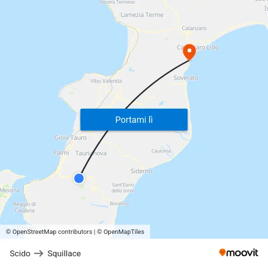 Scido to Squillace map