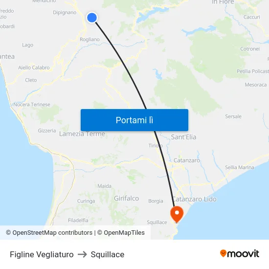 Figline Vegliaturo to Squillace map