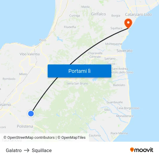 Galatro to Squillace map