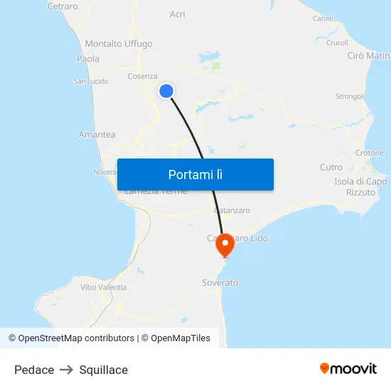 Pedace to Squillace map