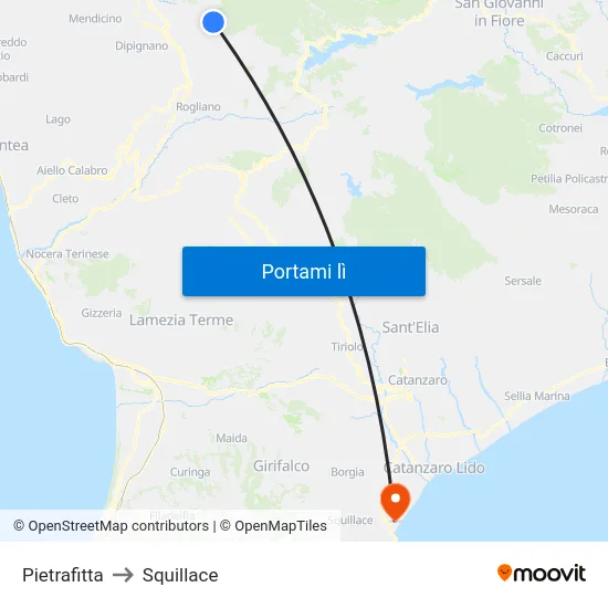 Pietrafitta to Squillace map