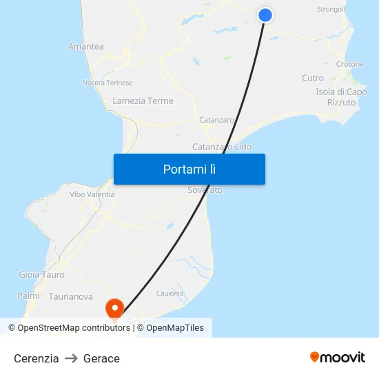 Cerenzia to Gerace map