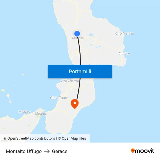 Montalto Uffugo to Gerace map