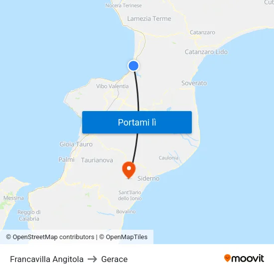 Francavilla Angitola to Gerace map