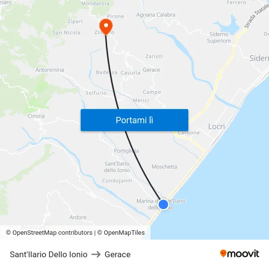 Sant'Ilario Dello Ionio to Gerace map