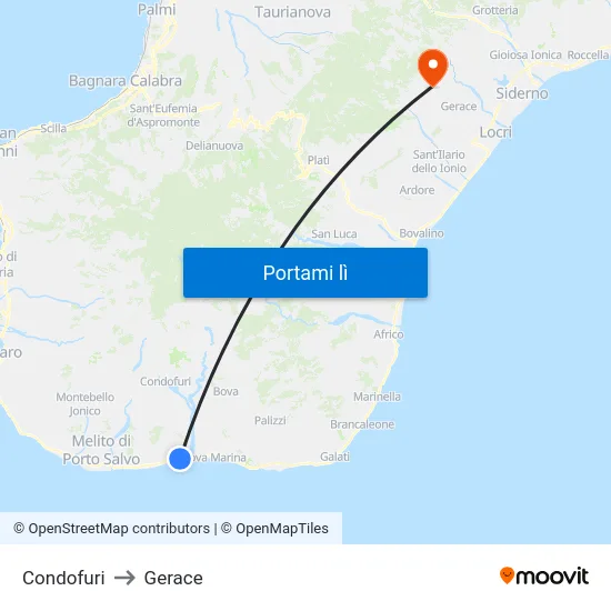 Condofuri to Gerace map