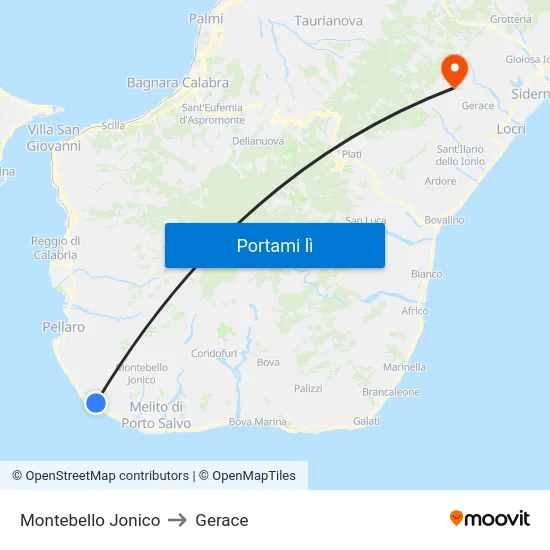 Montebello Jonico to Gerace map