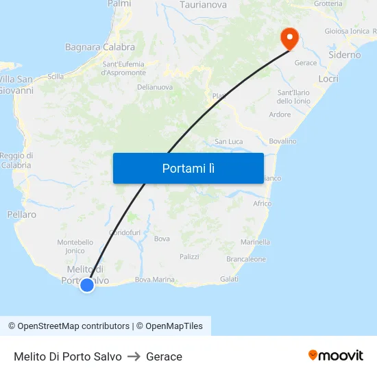 Melito Di Porto Salvo to Gerace map