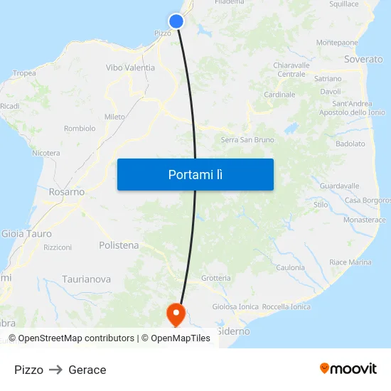 Pizzo to Gerace map