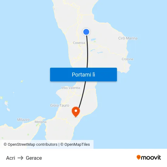 Acri to Gerace map