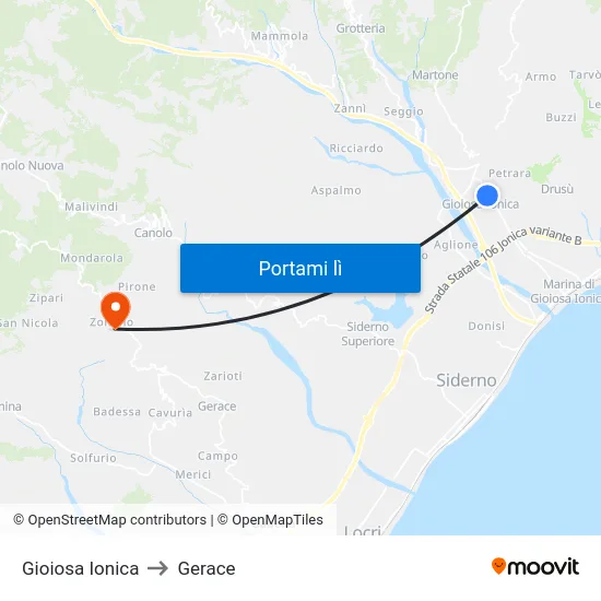 Gioiosa Ionica to Gerace map