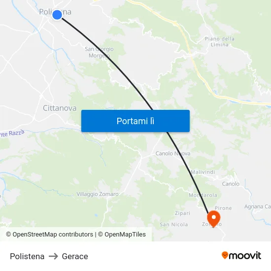 Polistena to Gerace map