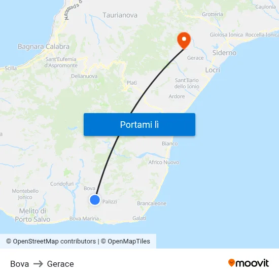 Bova to Gerace map